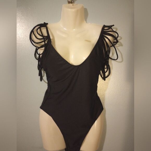 unknown Other - - ✨ NWOT Black one piece swimsuit with shoulder fringe